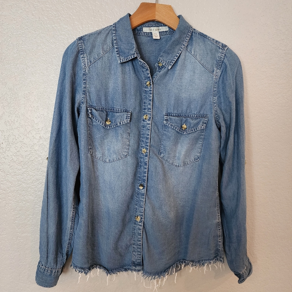 Francesca's Collection Chambray Button Up Top - image 1
